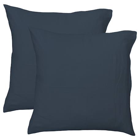 Set de 2 taies d'oreiller unies en coton, gaze de coton Bleu horizon+Bleu paon+Caramel+Chocolat+Lichen+Terre cuite 6 - vertbaudet enfant 