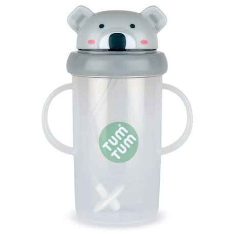 Grande tasse anti fuite + paille lestée koala - 300 ml Gris 1 - vertbaudet enfant 