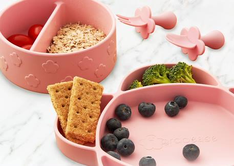 Coffret repas en silicone ventouse 4 pièces Rose 4 - vertbaudet enfant 