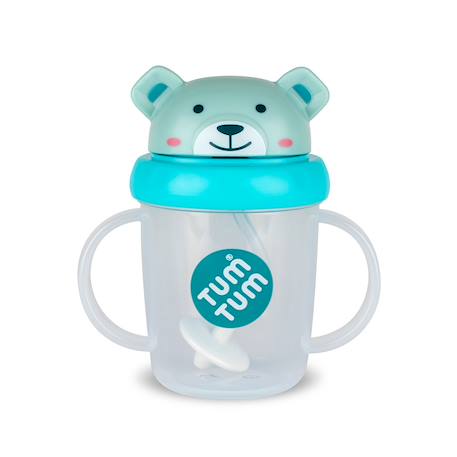 Tasse anti fuite + paille lestée ourson bleu - v3 Bleu 1 - vertbaudet enfant 