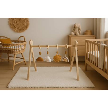 Arche d'éveil bois avec 4 jouets Beige/bleu+Beige/jaune+Beige/rose+Bleu+Ecru/caramel+Jaune+Jaune/vert+Marron+Rose 17 - vertbaudet enfant 