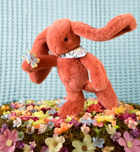 Peluche lapin fleurette 25 cm Blanc+Bleu+Orange+Rose+Vert 16 - vertbaudet enfant 