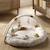 Tapis d'éveil rond en bouclette coton bio - petit nuage Blanc/bleu+Blanc/jaune+Blanc/rose 5 - vertbaudet enfant 