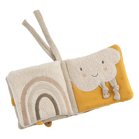 Livre d'éveil bébé en coton bio - petit soleil Bleu+Jaune+Rose 4 - vertbaudet enfant 
