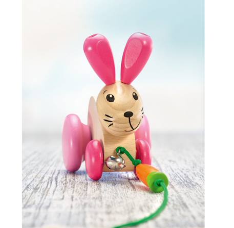 Lapin en bois massif à tirer Rose 3 - vertbaudet enfant 