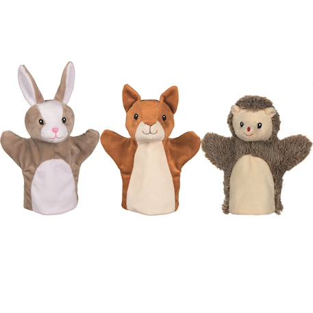 Marionnettes écureuil, lapin et hérisson Multicolore 1 - vertbaudet enfant 