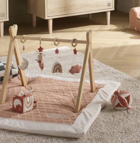 Balle sensorielle en coton bio et bouclette - petit coeur Jaune+Rose+Vert 5 - vertbaudet enfant 