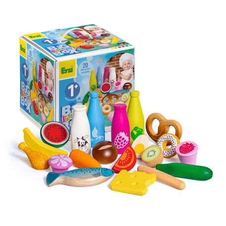 Big box junior - 20 aliments en bois Bleu 1 - vertbaudet enfant 