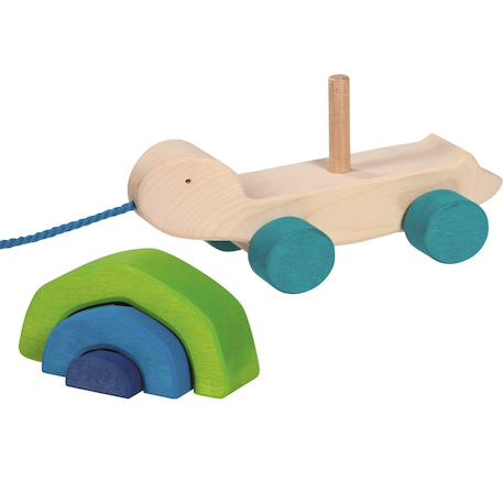 Tortuga tortue en bois à tirer Vert 2 - vertbaudet enfant 