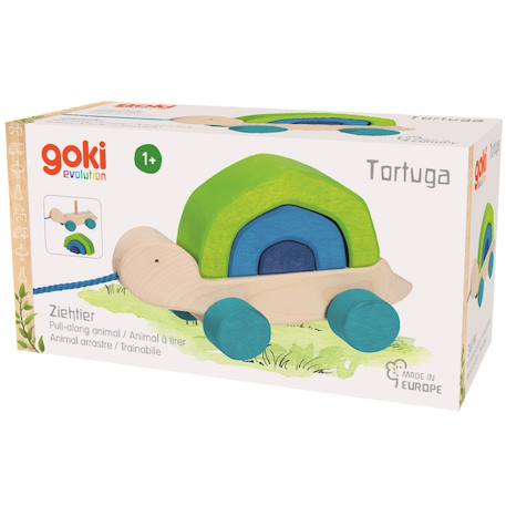 Tortuga tortue en bois à tirer Vert 3 - vertbaudet enfant 