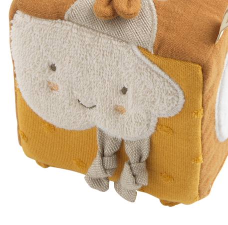 Cube d'activités bébé en coton bio - petit coeur Bleu+Jaune+Rose 6 - vertbaudet enfant 