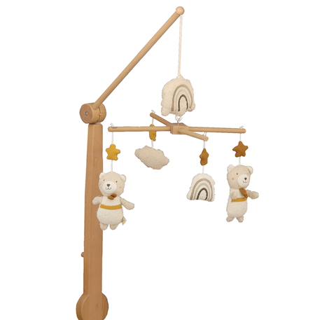 Mobile musical en bois avec jouets en coton - petit soleil Bleu+Jaune+Rose 4 - vertbaudet enfant 