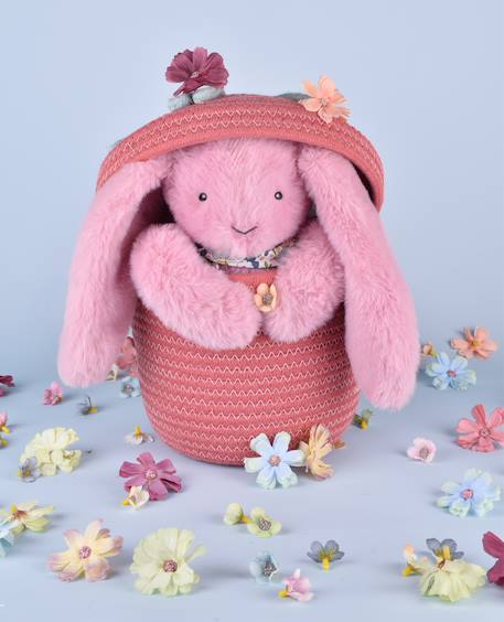 Peluche lapin fleurette 25 cm Blanc+Bleu+Orange+Rose+Vert 21 - vertbaudet enfant 