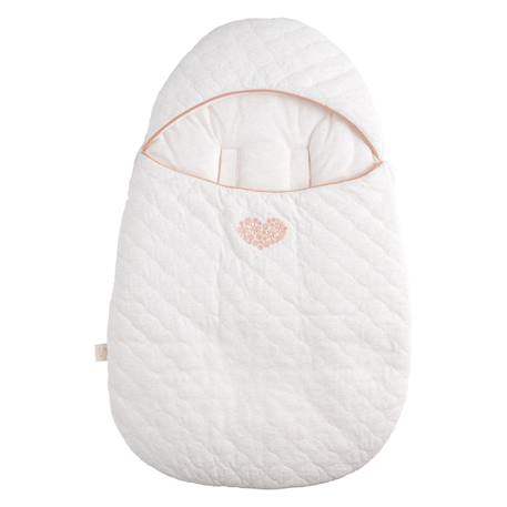 Nid d'ange bébé 5 attaches en coton matelassé - petit coeur Blanc/bleu+Blanc/rose 4 - vertbaudet enfant 