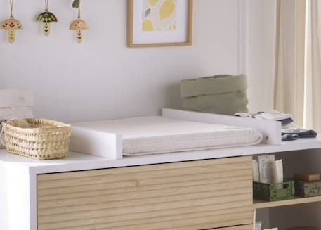 Matelas à langer en coton avec serviette - petit coeur Beige/bleu+Beige/rose 4 - vertbaudet enfant 