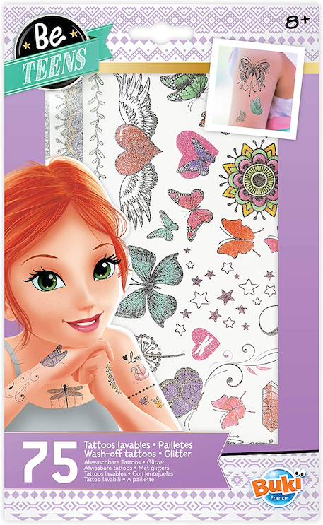 75 tattoos lavables paillettes Rose 2 - vertbaudet enfant 