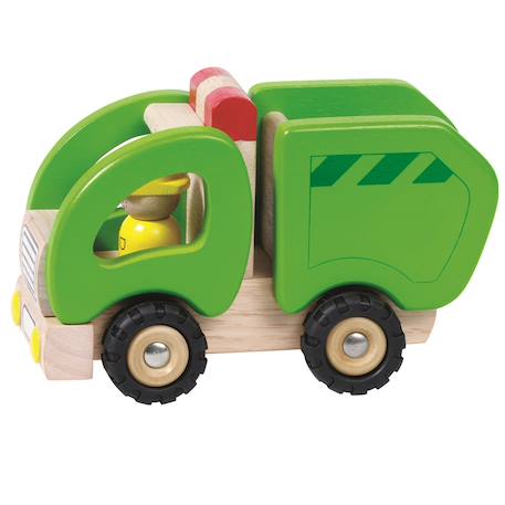 Camion poubelle en bois Vert 1 - vertbaudet enfant 