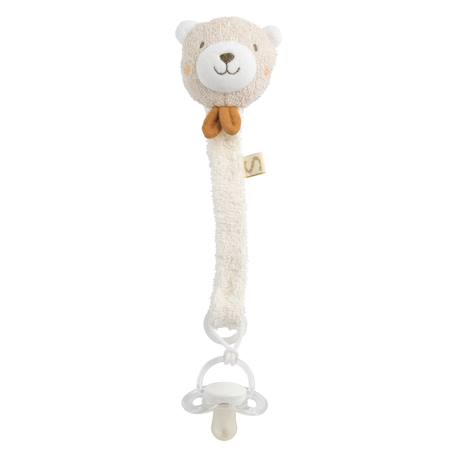 Attache -tétine en coton bio et bouclette - petit soleil Beige+Bleu+Rose 1 - vertbaudet enfant 