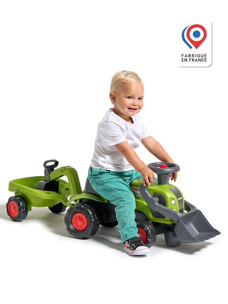 Porteur tracteur claas 1er âge avec pelle frontale, excavatrice et remorque Vert claas 2 - vertbaudet enfant 