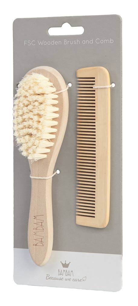 Brosse et peigne en bois Beige 2 - vertbaudet enfant 