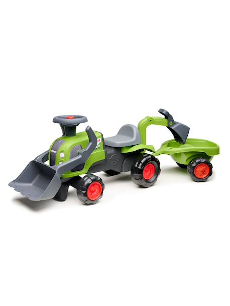 Porteur tracteur claas 1er âge avec pelle frontale, excavatrice et remorque Vert claas 1 - vertbaudet enfant 