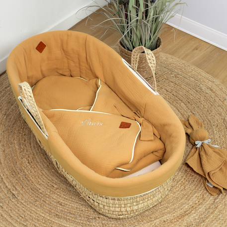Couverture d'emmaillotage en gaze de coton jeanne Beige+Blanc+Blanc à pois or+Bleu+Camel+Écru+Gris clair+Terracotta+Vert de gris+Vieux rose 23 - vertbaudet enfant 