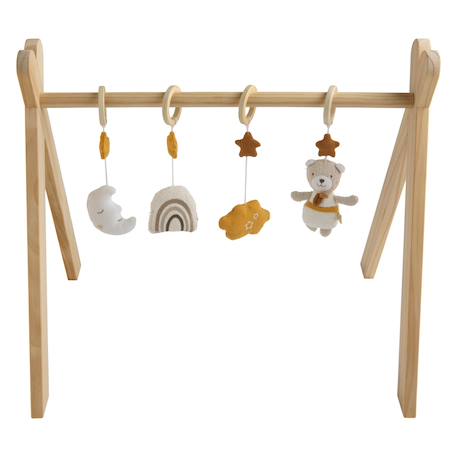 Arche d'éveil bois avec 4 jouets Beige/bleu+Beige/jaune+Beige/rose+Bleu+Ecru/caramel+Jaune+Jaune/vert+Marron+Rose 3 - vertbaudet enfant 