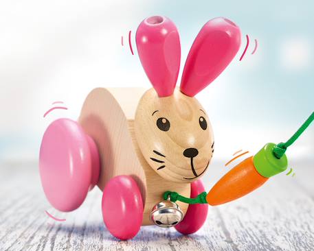 Lapin en bois massif à tirer Rose 2 - vertbaudet enfant 