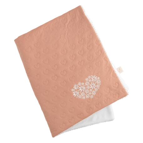 Couverture bébé en coton avec broderie - petit coeur Bleu+Rose 3 - vertbaudet enfant 