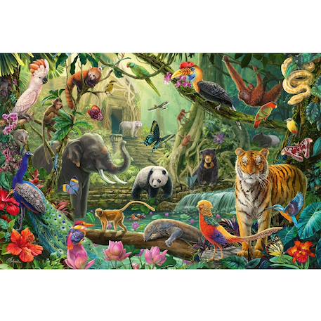Puzzle les animaux de la jungle 100 pcs Vert 2 - vertbaudet enfant 