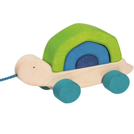 Tortuga tortue en bois à tirer Vert 1 - vertbaudet enfant 