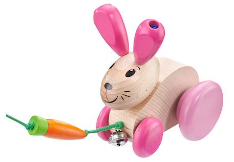 Lapin en bois massif à tirer Rose 1 - vertbaudet enfant 