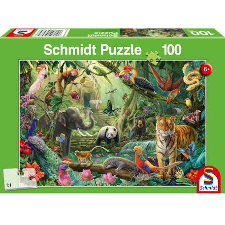 Puzzle les animaux de la jungle 100 pcs Vert 1 - vertbaudet enfant 