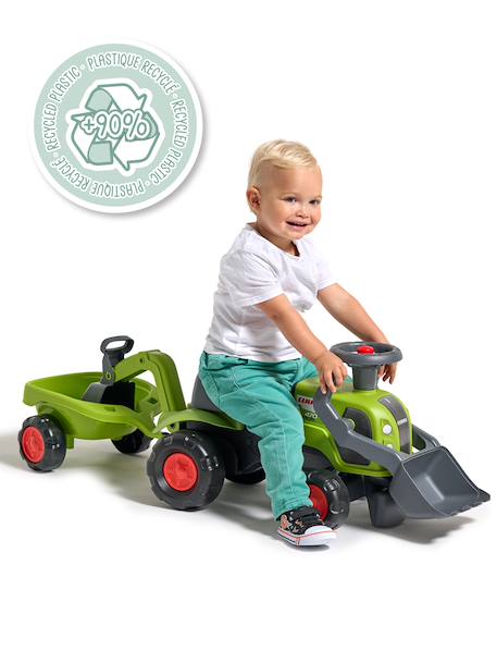 Porteur tracteur claas 1er âge avec pelle frontale, excavatrice et remorque Vert claas 3 - vertbaudet enfant 