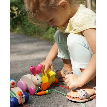 Lapin en bois massif à tirer Rose 5 - vertbaudet enfant 