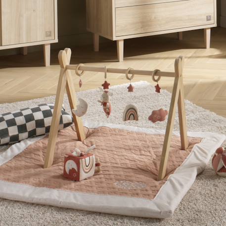 Grand tapis de jeu en coton matelassé - petit nuage Blanc/bleu+Blanc/rose 4 - vertbaudet enfant 