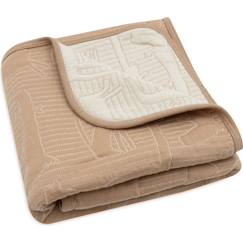 Linge de maison et décoration-Linge de lit bébé-Couverture en coton jungle jambo biscuit-oatmeal (75 x 100 cm)
