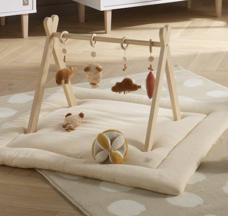 Balle sensorielle en coton bio et bouclette - petit coeur Jaune+Rose+Vert 3 - vertbaudet enfant 