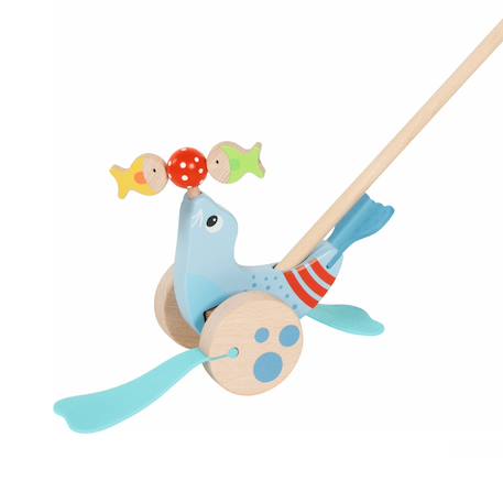 Otarie à pousser en bois Bleu 1 - vertbaudet enfant 
