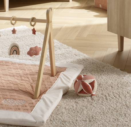 Balle sensorielle en coton bio et bouclette - petit coeur Jaune+Rose+Vert 6 - vertbaudet enfant 