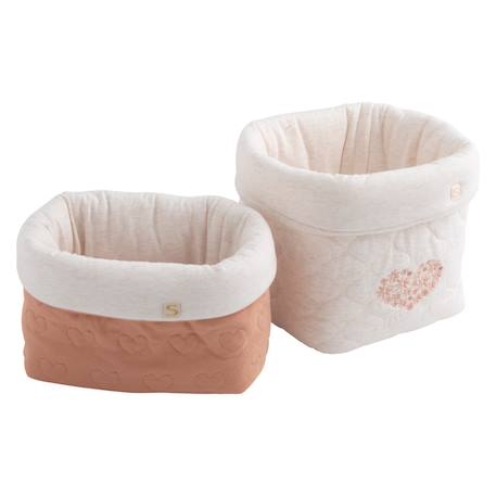 Lot de 2 panières de rangement en coton matelassé - petit nuage Blanc/bleu+Blanc/rose 3 - vertbaudet enfant 