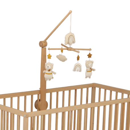 Mobile musical en bois avec jouets en coton - petit soleil Bleu+Jaune+Rose 5 - vertbaudet enfant 