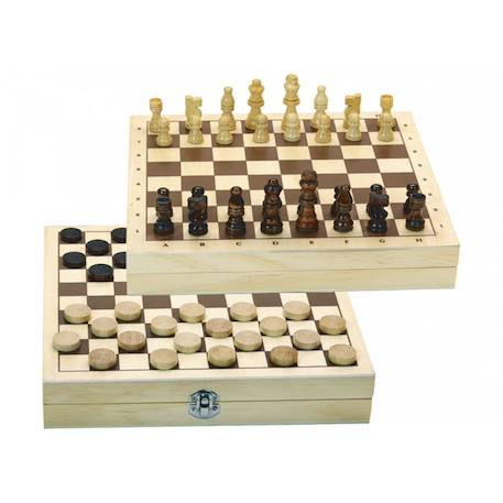 Coffret jeu de dames et d'échecs Beige 1 - vertbaudet enfant 