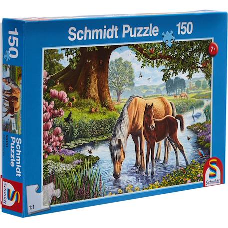 Puzzle chevaux dans le ruisseau 150 pcs Bleu 1 - vertbaudet enfant 