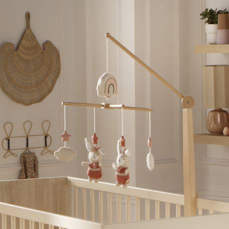 Mobile musical en bois avec jouets en coton - petit soleil Bleu+Jaune+Rose 7 - vertbaudet enfant 