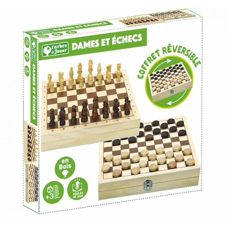 Coffret jeu de dames et d'échecs Beige 2 - vertbaudet enfant 
