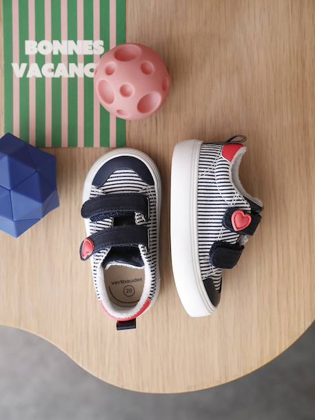 Baskets scratchées bébé rayé bleu+rose imprimé 1 - vertbaudet enfant 