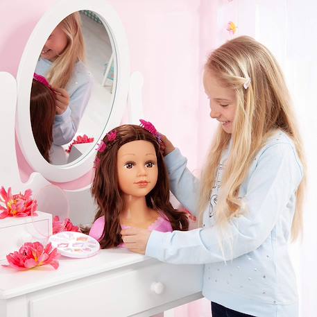 Charlène super modèle tête à coiffer et maquiller cheveux brun Rose 6 - vertbaudet enfant 