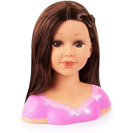 Charlène super modèle tête à coiffer et maquiller cheveux brun Rose 3 - vertbaudet enfant 