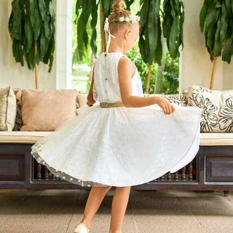Robe demoiselle d'honneur  en tulle   hepburn Blanc cassé or 2 - vertbaudet enfant 